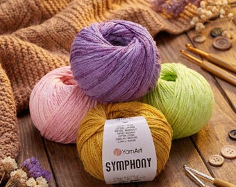 YarnArt Symphony – Silky Cotton Viscose DK Yarn 50g | Shiny Summer Yarn for Tops, Blouses & Crochet Projects