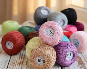 YarnArt Iris Mercerized Cotton Yarn – Fine Shiny Crochet Thread for Lace, Amigurumi & Embroidery Projects