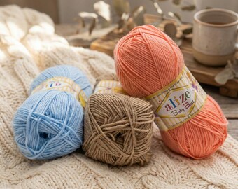 Alize Baby Best – Anti-Pilling Bamboo Blend Yarn 100g | Soft Hypoallergenic Baby Yarn for Knitting & Crochet | 90% Acrylic 10 Bamboo
