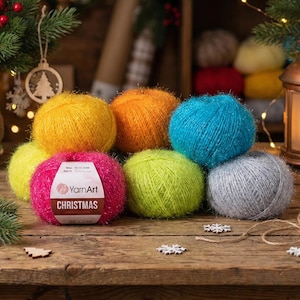 YarnArt Christmas – Filato metallizzato scintillante 50 g / Filato glitterato lucido per uncinetto e maglia / Decorazioni natalizie