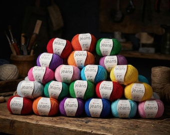 Hilo YarnArt Jeans – Paquete de 10 madejas • Hilo de algodón acrílico para amigurumi • Ovillos de 50 g • Hilo suave para ganchillo y punto • Envío gratuito