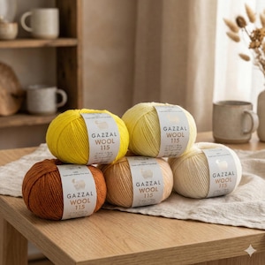 Gazzal Merino Superwash Wool 115 – 100% Soft Merino Yarn | Non-Itchy, Baby-Safe, Premium Knitting Wool 50g