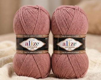 Hilo fino Alize LanaGold: mezcla suave de lana y acrílico para tejer suéteres, cárdigans y accesorios abrigados a crochet.