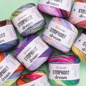 YarnArt Symphony Dream – Shiny Cotton Viscose DK Yarn 100g 250m | Soft Breathable Yarn for Crochet Tops, Shawls & Summer Knits