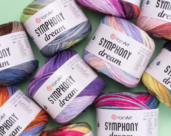 YarnArt Symphony Dream – Shiny Cotton Viscose DK Yarn 100g 250m | Soft Breathable Yarn for Crochet Tops, Shawls & Summer Knits