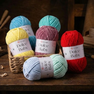 Filato di ciniglia YarnArt Dolce Baby – Filato di velluto morbido per peluche all'uncinetto e coperte per neonati