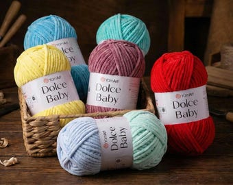 Hilo de chenilla YarnArt Dolce Baby: hilo de terciopelo suave para peluches y mantas de bebé de crochet
