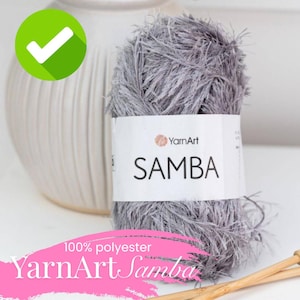 YarnArt Samba – Eyelash Faux Fur Yarn 100% Polyester | 100g 150m | Fluffy Yarn for Toys, Costumes & Decorative Knitting