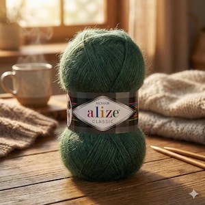 Alize Mohair Classic Yarn - Weiche, flauschige Angora-Wollmischung zum Stricken und Häkeln von Schals