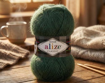 Alize Mohair Classic Yarn – Soft Fluffy Angora Wool Blend for Knitting & Crochet Shawls, Sweaters  Scarves