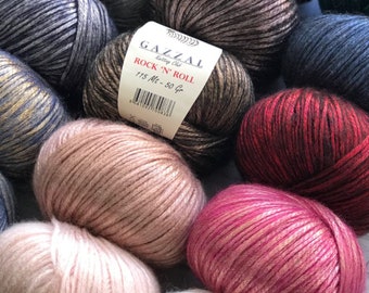 Yarn GAZZAL ROCK N ROLL Yarn Wool Yarn Shiny Yarn Crochet Sweater Pullover Shawl Hat Knitting Scarf Cardigan Poncho