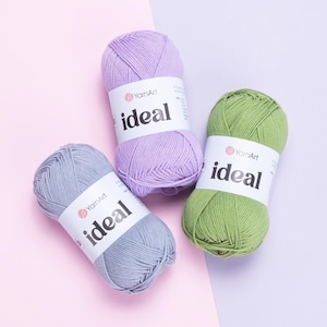 YarnArt Ideal Cotton 186 yards-50 grams Crochet cotton yarn Knit yarn 100% cotton Eco yarn Spring yarn Summer yarn