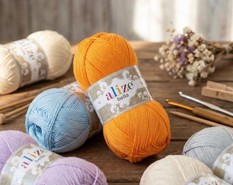Alize Bella Cotton Yarn – 100% Natural Soft Hypoallergenic Yarn for Knitting & Crochet Summer Projects