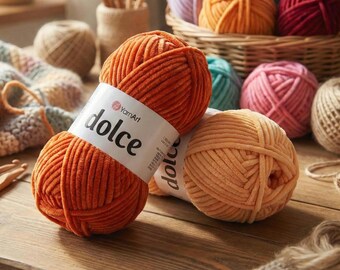 YarnArt Dolce – Soft Plush Velvet Yarn | 100% Micropolyester Chenille Yarn 100g | Amigurumi & Baby Blanket Yarn