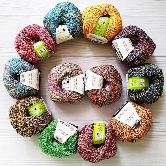 YarnArt Jeans Tropical – Multicolor Cotton Blend Yarn 50g 160m | Soft Sport Weight Yarn for Crochet, Knitting & Amigurumi