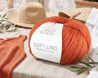 Soft Lino Yarn, Linen Cotton Yarn, Summer Knitting Yarn, Italian Linen Yarn, Natural Fiber Yarn for Tops, Dresses & Bags