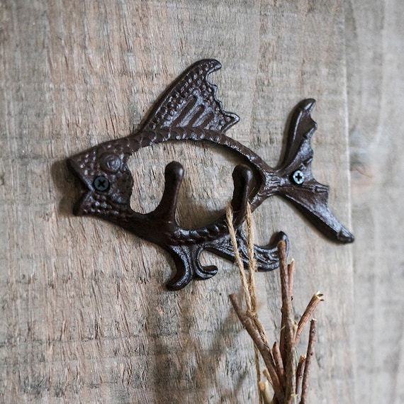 Cast Iron Fish Hook for Wall Garden Courtyard Outdoor Decoration 