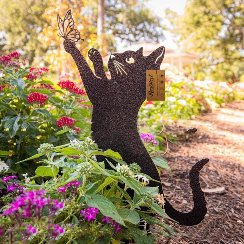 Metal Cat Garden / Yard Decoration Ornament Etsy