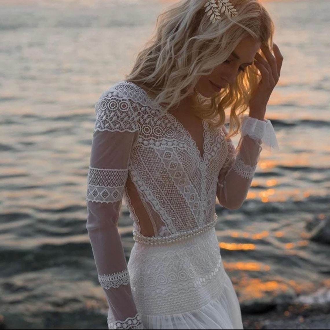 Boho Dress Hippie Wedding Dress Wedding Lace Dress Long - Etsy