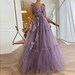 Sevintage Elegant Lavender Tiered Tulle Long Prom Dress A Line Fitted Boning 3D Flower Floor Length Evening Gown,bride,bridesmaid,graduation 