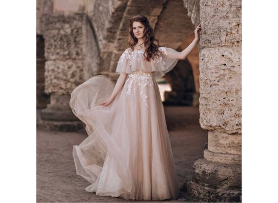 Boho Prom Dress Romantic Wedding Dress 