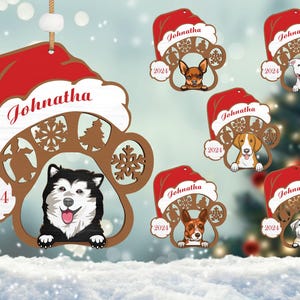 Personalisierte Weihnachtshunde Verzierungen Lasercut-Datei-Svg, Weihnachtshundeverzierung-Svg, niedlicher Hund Svg, Weihnachtsdekor, Glowforge Svg-Datei