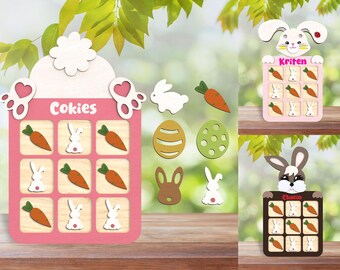 Happy Easter Day Tic Tac Toe Cutfile Svg, Tic Tac Toe Game Svg, Easter Bunny Rabbit Ear And Egg, Lasercut File Svg, Funny Game For Kids Svg
