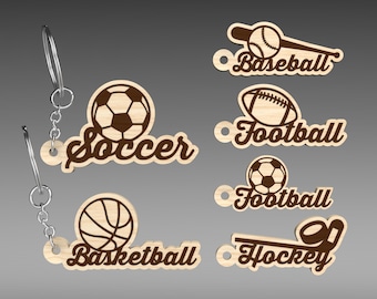 Sleutelhanger bundel sport SVG, cirkel patronen SVG, sleutelhanger SVG, sleutelhanger patronen SVG, sport bal SVG, sleutelhanger sport lasercut-bestand