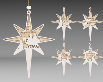Music Sheet Nativity Ornaments Svg, Christmas Ornament Svg,Nativity Scene Ornament Svg, Christian Ornament Svg ,Jesus Svg,Glowforge Svg File