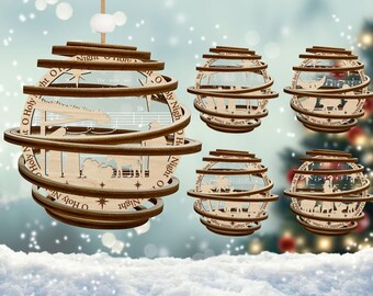 Adorno de belén en espiral Svg, Adornos de belén con partituras musicales Svg, Adorno navideño Svg, Adorno cristiano Svg, Jesús Svg, Archivo Glowforge