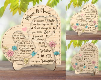 Laser Muttertag Schnittdatei, Tischschild Muttertag SVG, Herz & Blumenständer SVG, Geschenk für Mutter, Muttertagsgeschenke svg, Glowforge Laserschnittdateien