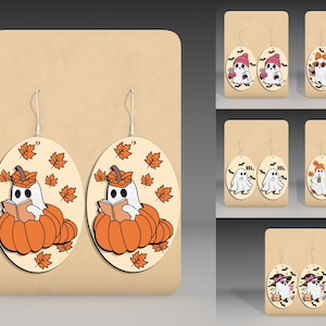 Cute Ghost Earring Wood Laser Cut File Svg ,Halloween Earrings Svg ,Ghost Earrings Svg, Halloween Earring Dangle Svg ,Glowforge Svg File