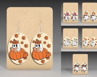 Cute Ghost Earring Wood Laser Cut File Svg ,Halloween Earrings Svg ,Ghost Earrings Svg, Halloween Earring Dangle Svg ,Glowforge Svg File