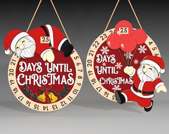 Santa Christmas Countdown Lasercut File Svg ,Days Until Christmas Svg,Merry Christmas Calendar Svg,Countdown To Christmas Svg,Glowforge File