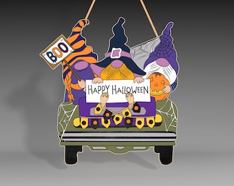 Halloween Gnomes Door Sign Laser Cut File Svg ,Funny Halloween Door Hanger ,Halloween Welcome Sign Svg,Halloween Decor, Glowforge Svg File