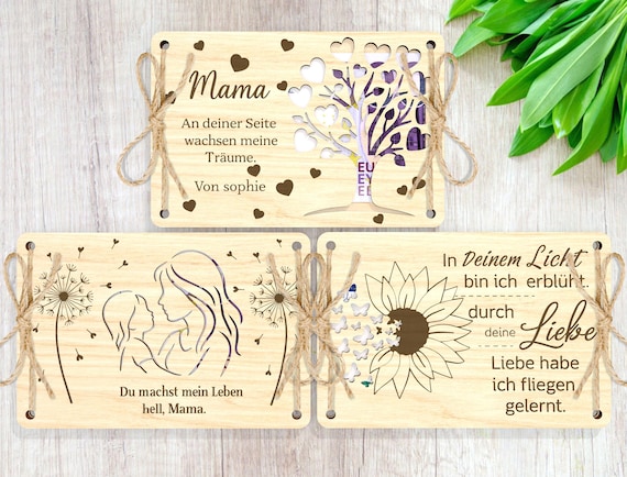 Personalized money gift card mother day, Laserdatei kommerziell, Laserdatei Geldgeschenk, Mothers Laser Cut, Svg Lasercut Datei Geld