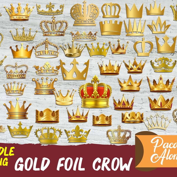 Bundle Gold Folien Krone Clipart Png, Prinz Krone Silhouette Clipart Png,Schwarze Kronen Png,Royal Clipart Prinzessin Kronen Png,Sofort Download