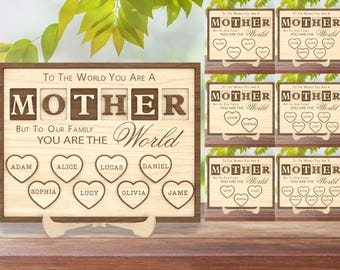 Personalisierte Muttertagslaserdatei, Familie Laserschnitt, Muttertagsgeschenk von Enkelkindern, Geschenk für Mutter, Glowforge-Familie, Muttertag-Svg