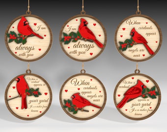 Cardinal Christmas Ornaments Lasercut Svg,Christmas Decor Cut File, Family Gift Ornament Svg, Christmas Ornament Svg,Digital File Glowforge