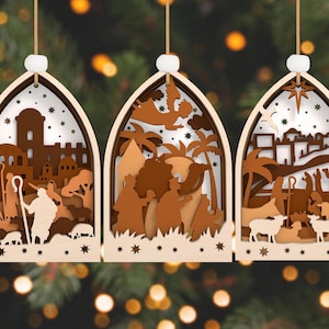 Nativity Layered Ornament Cut File Svg,Nativity Scene Svg,Christmas Eve Svg,Multilayer Ornament Svg, Christmas Decoration,Glowforge Svg File