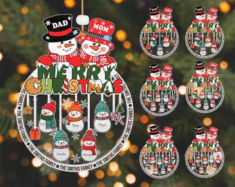 Personalized Christmas Family Ornament Svg,Family Name Ornament Svg, Snowman Ornament Svg, Funny Christmas Svg,Glowforge Lasercut File Svg