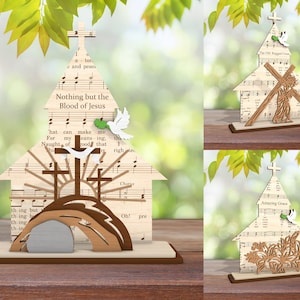 Spartito musicale Gesù Pasqua in piedi Svg, Giorno di Pasqua Svg, Cristiano in piedi Svg, Musica Croce Svg, Gesù Svg, Glowforge Svg File Lasercut