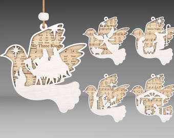 Nativity Scene Ornament Svg, Music Sheet Nativity Ornaments Svg, Christmas Ornament Svg,Christian Ornament Svg ,Jesus Svg,Glowforge Svg File