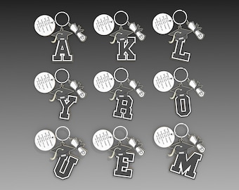 Keychain Alphabet Graduation Day cut file, Keychain Gift Download ,Laser Keychain File SVG, Glowforge Laser Download, Personalized Keychain