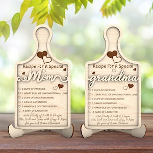 Rezept-Muttertag, Muttertags-Svg, Küchenschild-Svg, Charcuterie-Brett-Svg, Rezept Geschenk für Mutter, Glowforge-Svg-Dateien, Laser-Schnittdateien