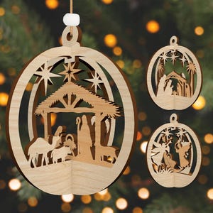 3D Krippe Ornament Schmuck, Frohe Weihnachten Bauble Schmuck, Weihnachtskrippe Lasercut Datei Schmuck, Baby Jesus Schmuck, Holzschmuck Dekoration, Weihnachten Schmuck