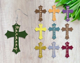 Christian Cross Wood Earring laser cut file, Christian Cross Earrings, Religious Earring, Laser Cut Files, Jesus, Faith ,Glowforge