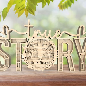 Jesús de pie en el día de Pascua de la tienda True Store de múltiples capas Svg, archivo cortado con láser de la historia de Jesús Svg, Él ha resucitado Svg, Jesús Svg, Cristianismo Svg, Decoración de Pascua
