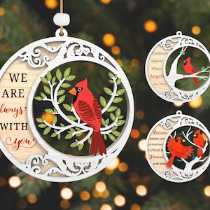 Memorial Weihnachtsverzierung Lasercut svg, Kardinalweihnachtsverzierungen svg, Weihnachtsverzierungs svg, Weihnachtsdekor, Familiengeschenk, Glowforge svg