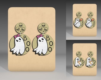 Halloween Earring Wood Laser Cut File Svg ,Cute Ghost Earrings Svg, Halloween Earring Dangle Svg ,Halloween Earrings Svg ,Glowforge Svg File